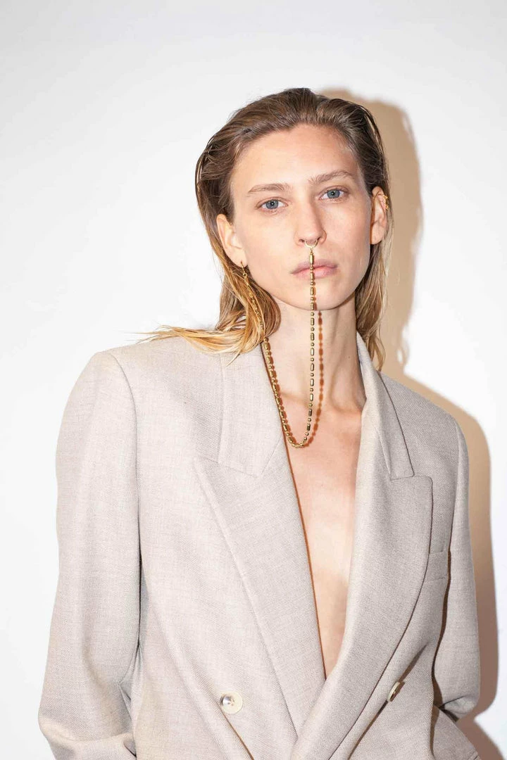 Domestique Long Bold Chain Double Earring 18K - 24K Gold 14 Domestique Long Bold Chain Double Earring 18K - 24K Gold