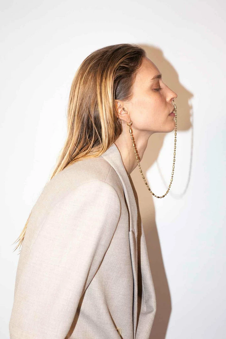 Domestique Long Bold Chain Double Earring 18K - 24K Gold 10 Domestique Long Bold Chain Double Earring 18K - 24K Gold