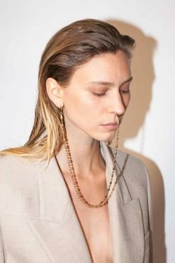 Domestique Long Bold Chain Double Earring 18K - 24K Gold 16 Domestique Long Bold Chain Double Earring 18K - 24K Gold