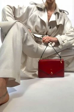 Domestique Large Envelope Red Leather Purse 18K - 24K Gold