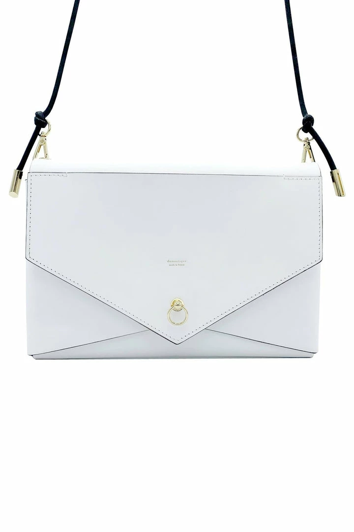 Domestique 18K - 24K Gold Large Envelope White Leather Purse 3 Domestique 18K - 24K Gold Large Envelope White Leather Purse