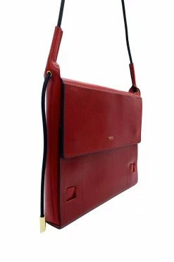 Domestique Large Flap Red Leather Pouch 18K - 24K Gold