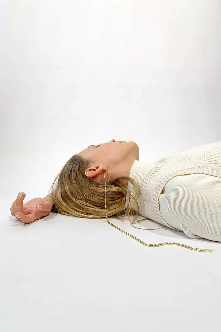 Domestique 18K - 24K Gold Long Bold Chain Simple Earring 6 Domestique 18K - 24K Gold Long Bold Chain Simple Earring