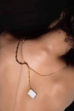 Domestique 18K - 24K Gold Long Bold Chain Stamp Earring 15 Domestique 18K - 24K Gold Long Bold Chain Stamp Earring