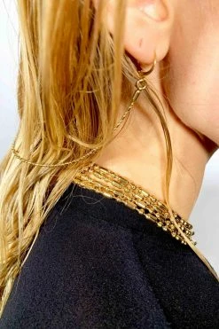 Domestique Long Thin Chain Double Earring 18K - 24K Gold 11 Domestique Long Thin Chain Double Earring 18K - 24K Gold