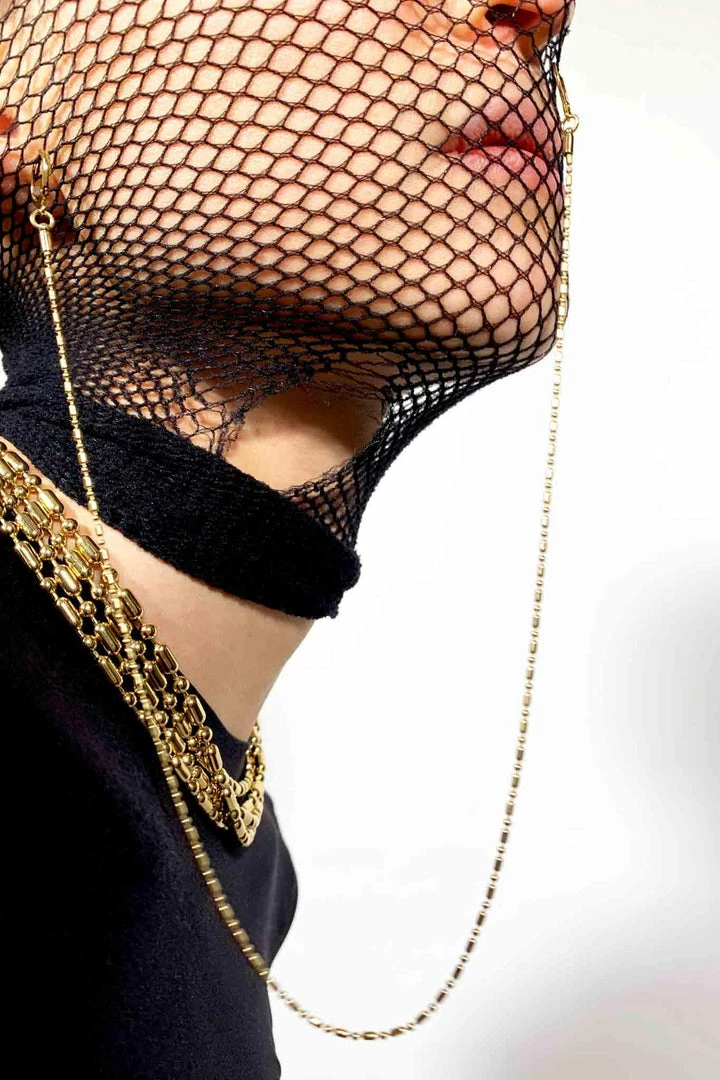 Domestique Long Thin Chain Double Earring 18K - 24K Gold 5 Domestique Long Thin Chain Double Earring 18K - 24K Gold