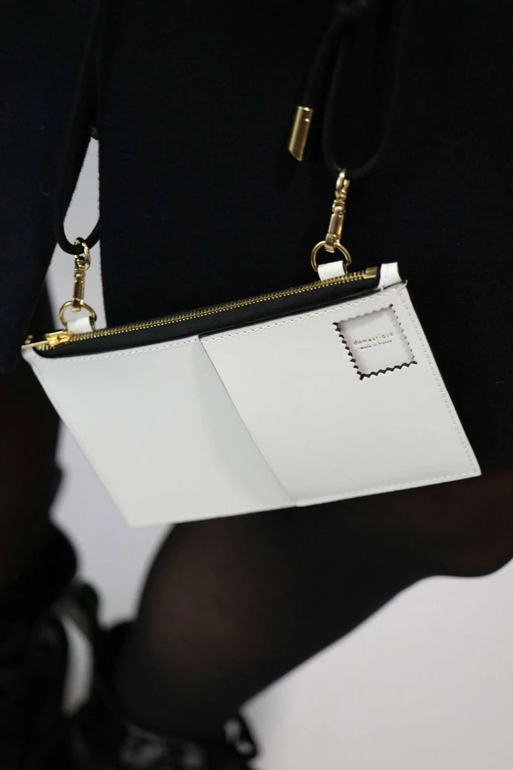 Domestique 18K - 24K Gold Medium Postal White Leather Wallet 8 Domestique 18K - 24K Gold Medium Postal White Leather Wallet