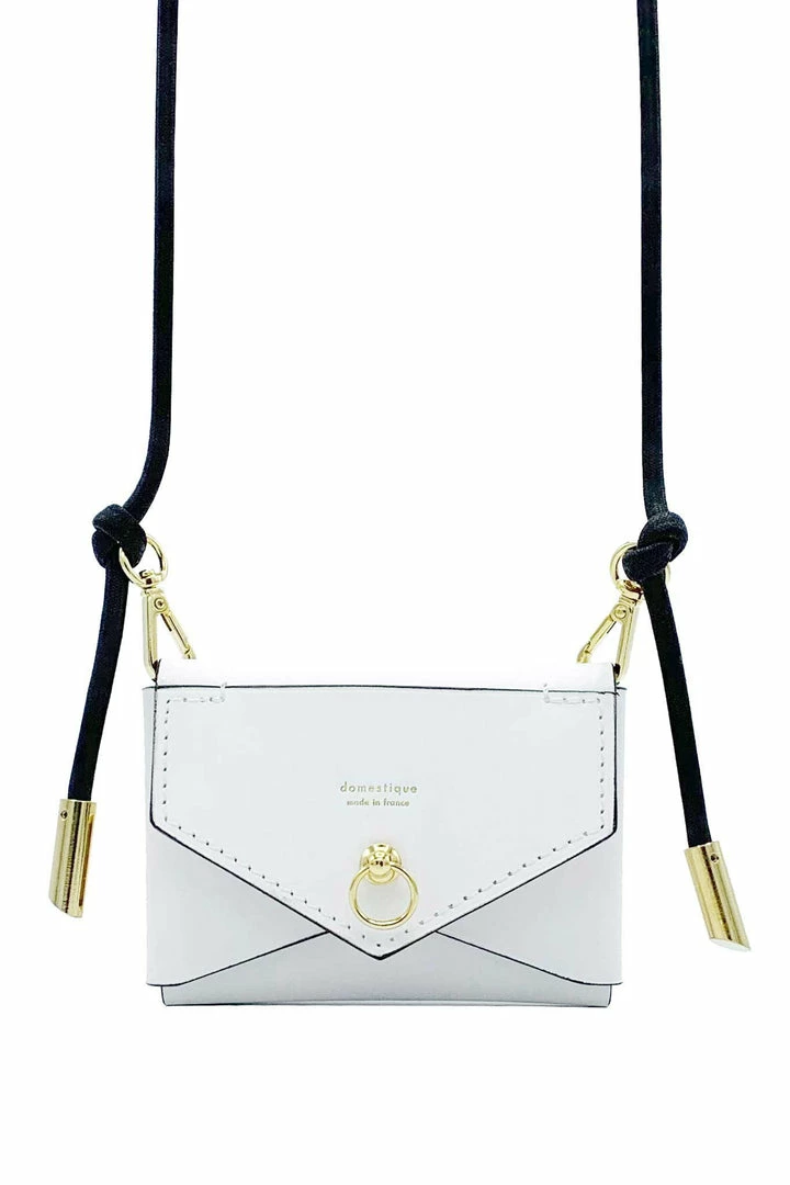 Domestique Mini Envelope White Leather Purse 18K - 24K Gold 3 Domestique Mini Envelope White Leather Purse 18K - 24K Gold