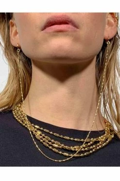 Domestique Long Thin Chain Double Earring 18K - 24K Gold 13 Domestique Long Thin Chain Double Earring 18K - 24K Gold