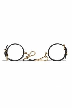 Domestique Black Leather Linotte Cuff Bracelets