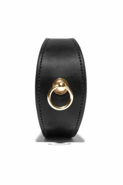 Domestique Black Leather Linotte Cuff Bracelets