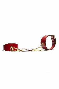 Domestique Red Fox Red Leather Linotte Cuff Bracelets