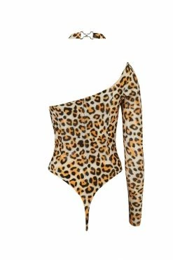 Elissa Poppy Kappa Keyhole Leopard Latex Bodysuit Bodysuits & Tops