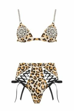 Elissa Poppy Lingerie Sets Mu Lambda Leopard Latex Lingerie Set