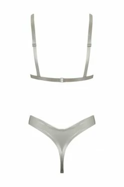 Elissa Poppy Mu Tau Silver Latex Lingerie Set Lingerie Sets