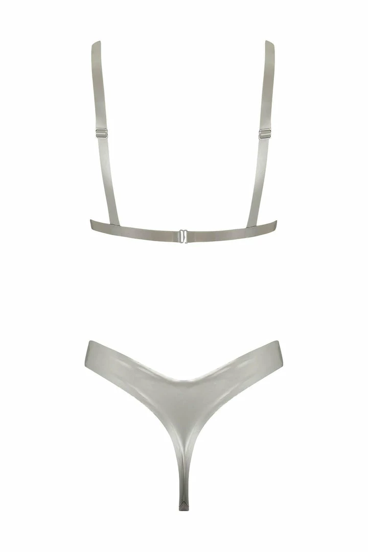 Elissa Poppy Mu Tau Silver Latex Lingerie Set Lingerie Sets 4 Elissa Poppy Mu Tau Silver Latex Lingerie Set Lingerie Sets