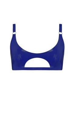 Elissa Poppy Royalblue Navy Cut Out Latex Bralette
