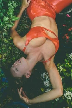 Elissa Poppy Scarlet Red Cut Out Latex Bralette