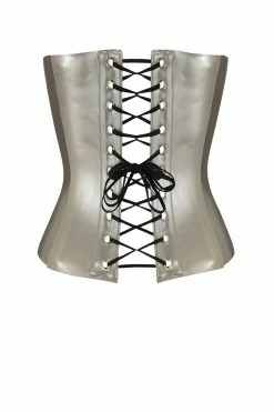 Elissa Poppy Lingerie Sets Zeta Zip Silver Latex Corset