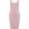 Elissa Poppy Baby Pink Latex Midi Dress