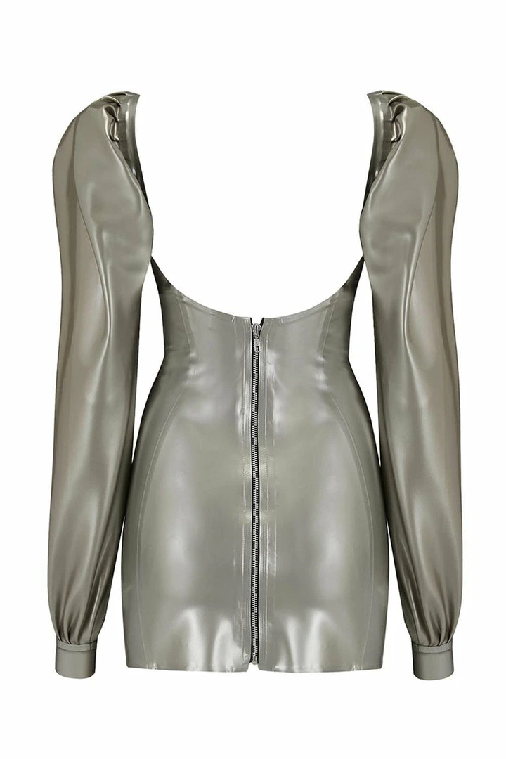 Elissa Poppy Delta Silver Latex Dress 4 Elissa Poppy Delta Silver Latex Dress
