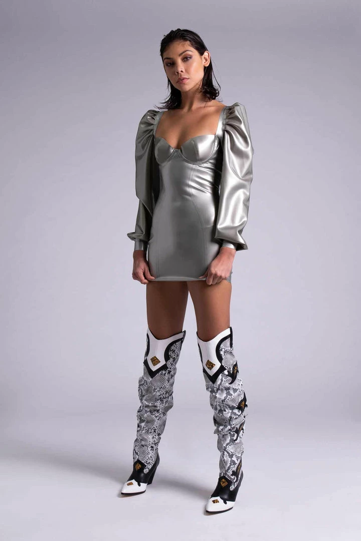 Elissa Poppy Delta Silver Latex Dress 5 Elissa Poppy Delta Silver Latex Dress