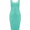Elissa Poppy Jade Green Latex Midi Dress