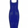 Elissa Poppy Royalblue Navy Latex Midi Dress