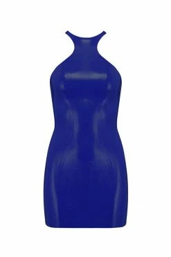 Elissa Poppy Royalblue Navy Latex Mini Dress