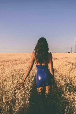 Elissa Poppy Royalblue Navy Latex Mini Dress