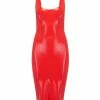 Elissa Poppy Scarlet Red Latex Midi Dress 2 Elissa Poppy Scarlet Red Latex Midi Dress