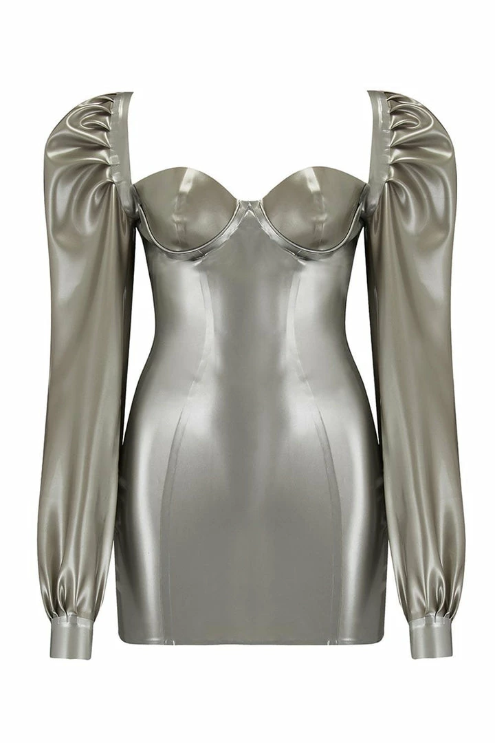 Elissa Poppy Delta Silver Latex Dress 3 Elissa Poppy Delta Silver Latex Dress