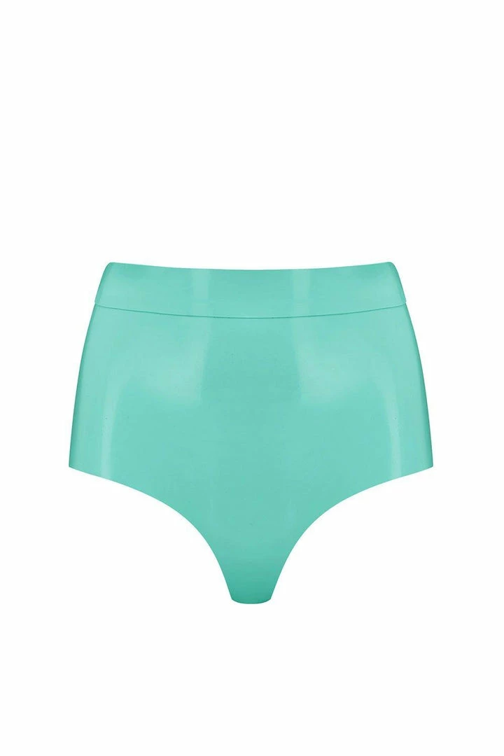 Elissa Poppy Jade Green Latex Disco High Waist Pant Panties 3 Elissa Poppy Jade Green Latex Disco High Waist Pant Panties