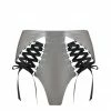 Elissa Poppy Lambda Silver Latex Laced Knicker Panties