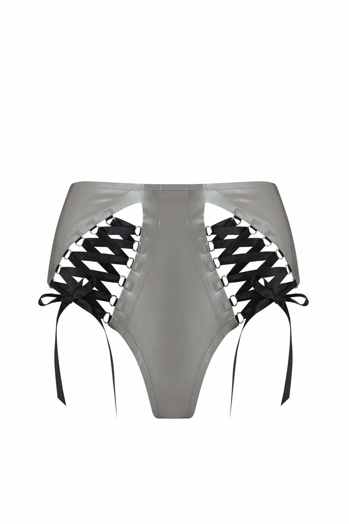 Elissa Poppy Lambda Silver Latex Laced Knicker Panties 3 Elissa Poppy Lambda Silver Latex Laced Knicker Panties