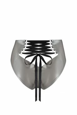 Elissa Poppy Lambda Silver Latex Laced Knicker Panties