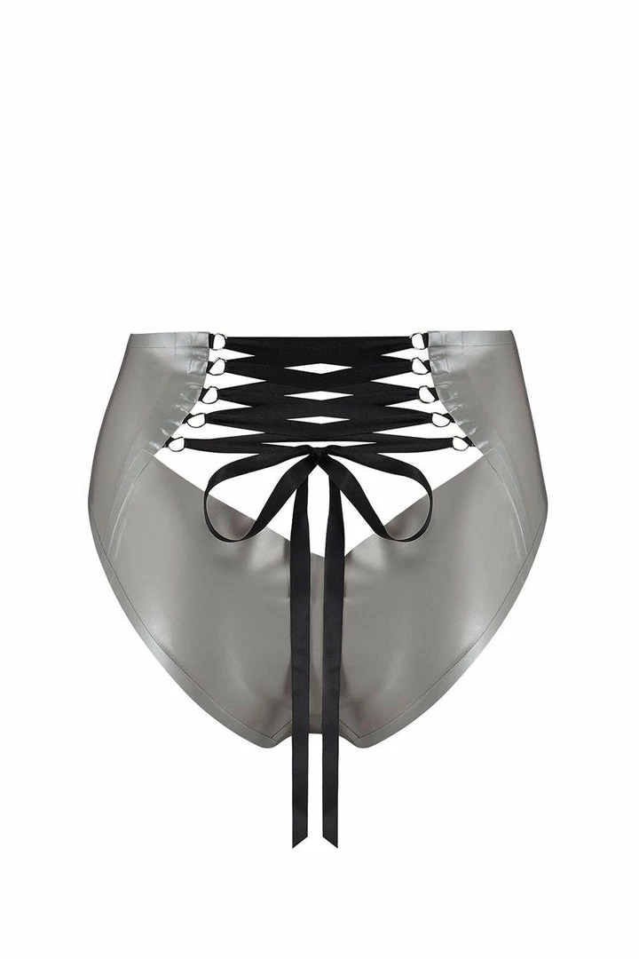 Elissa Poppy Lambda Silver Latex Laced Knicker Panties 4 Elissa Poppy Lambda Silver Latex Laced Knicker Panties