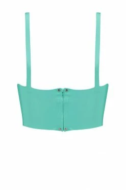 Elissa Poppy Jade Green Latex Full Cup Longline Bra Bodysuits & Tops