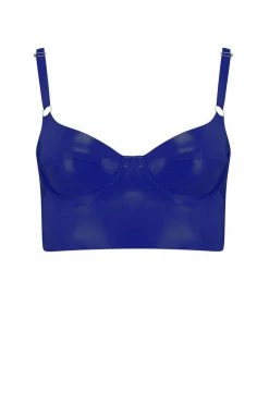 Elissa Poppy Royalblue Navy Latex Full Cup Longline Bra