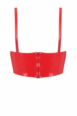 Elissa Poppy Bras Scarlet Red Latex Full Cup Longline Bra