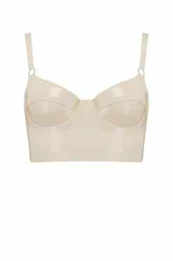 Elissa Poppy White Ivory Latex Full Cup Longline Bra