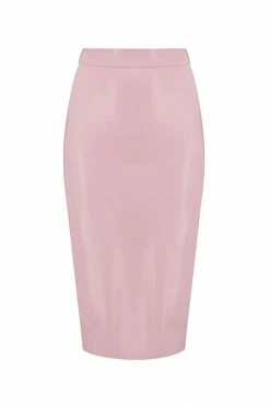 Elissa Poppy Baby Pink Latex Midi Skirt