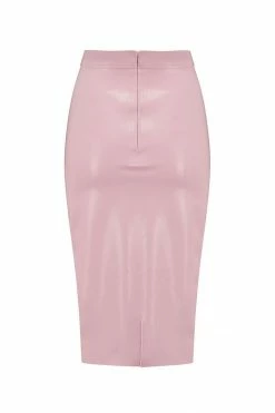 Elissa Poppy Baby Pink Latex Midi Skirt