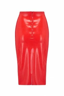 Elissa Poppy Latex Midi Skirt