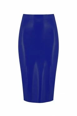 Elissa Poppy RoyalBlue Navy Latex Midi Skirt