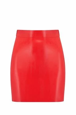 Elissa Poppy Scarlet Red Latex Mini Skirt