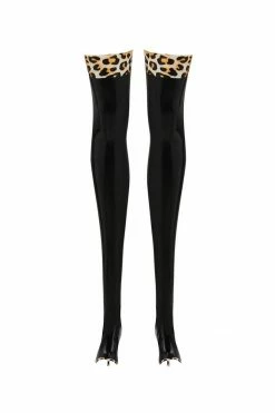 Elissa Poppy Stockings & Thigh Highs Sigma Leopard Latex Stockings