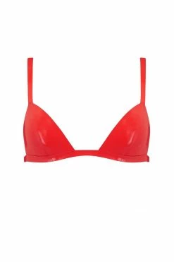Elissa Poppy Scarlet Red Latex Triangle Bra
