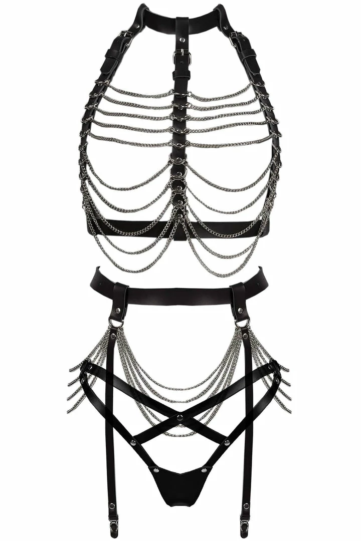 VoyeurX Fascinate Supreme Leather Harness Set 3 VoyeurX Fascinate Supreme Leather Harness Set