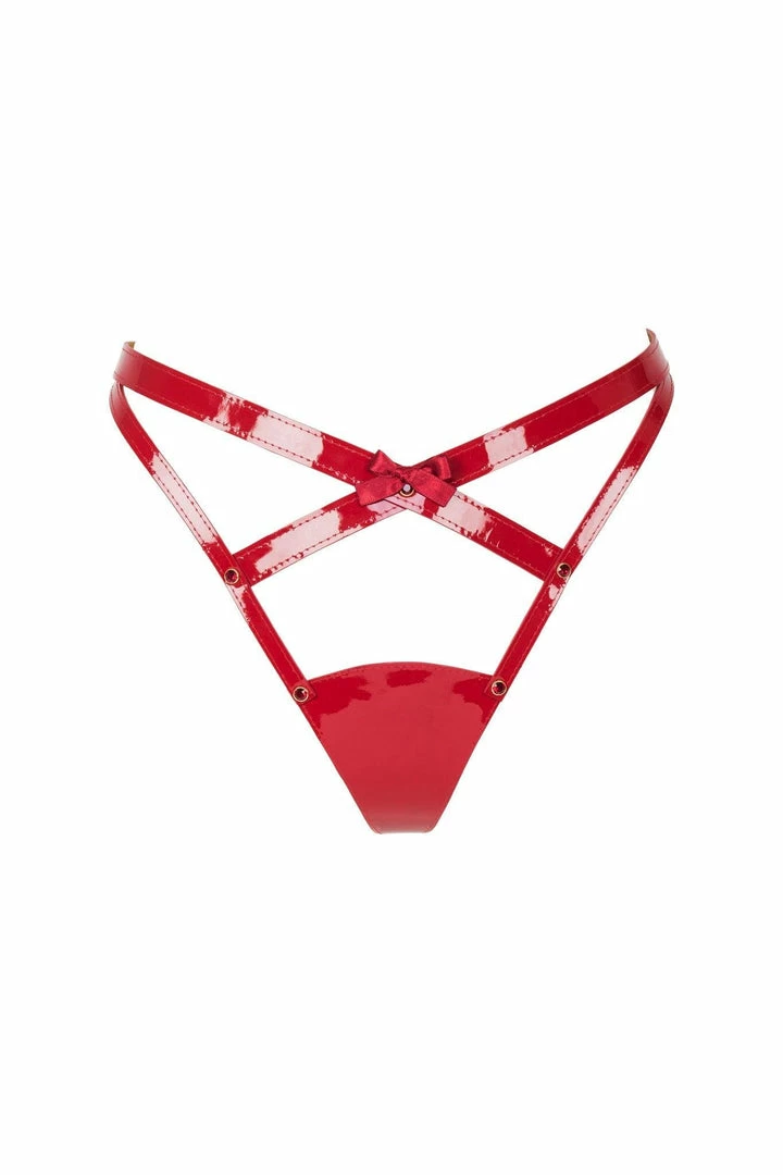 Fräulein Kink Toys & Accessories Red Hot Leather Harness Thong 3 Fräulein Kink Toys & Accessories Red Hot Leather Harness Thong